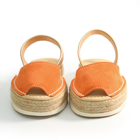 orange suede espadrille lowform menorcan avarcas spanish sandals