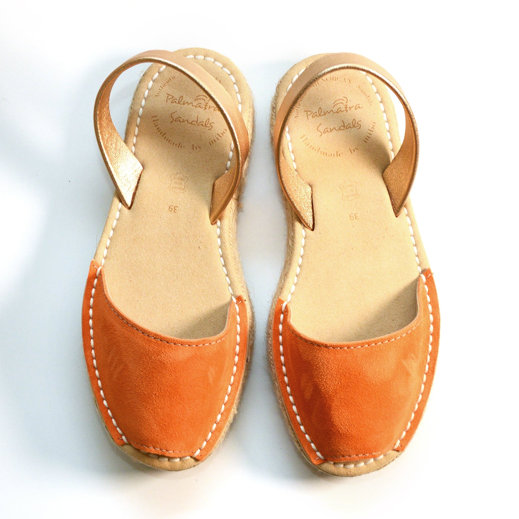 orange suede espadrille lowform menorcan avarcas spanish sandals