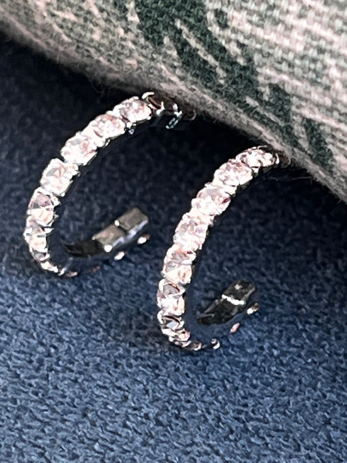 Diamanté mini hoop earrings