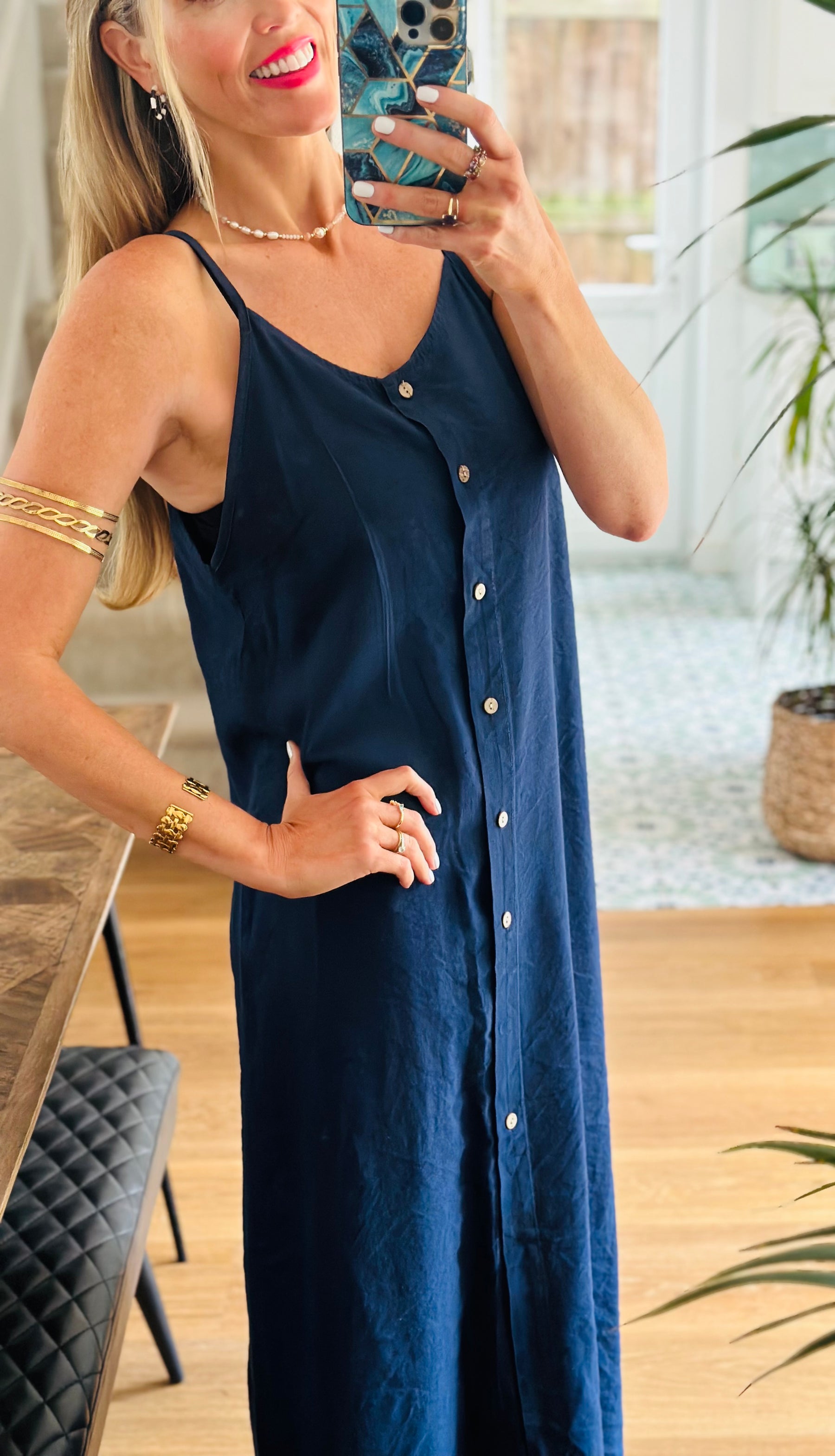 Linen button Dress