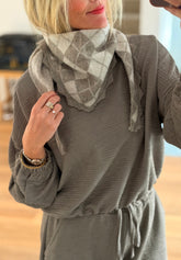 Square Print Knitted Neckerchief Scarf