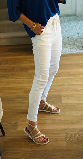 Straight Leg Stretch Trousers White