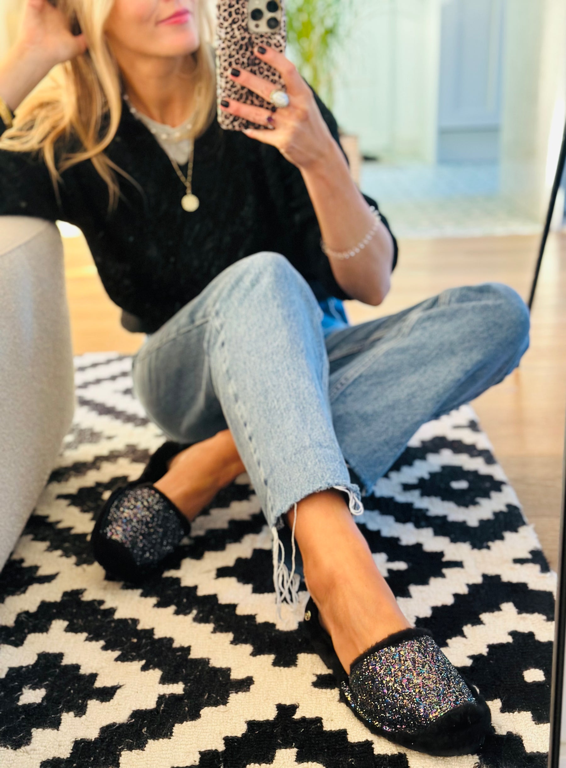 Black Multi Glitter Palmaira Snug