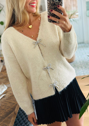 Diamanté Bow Jumper