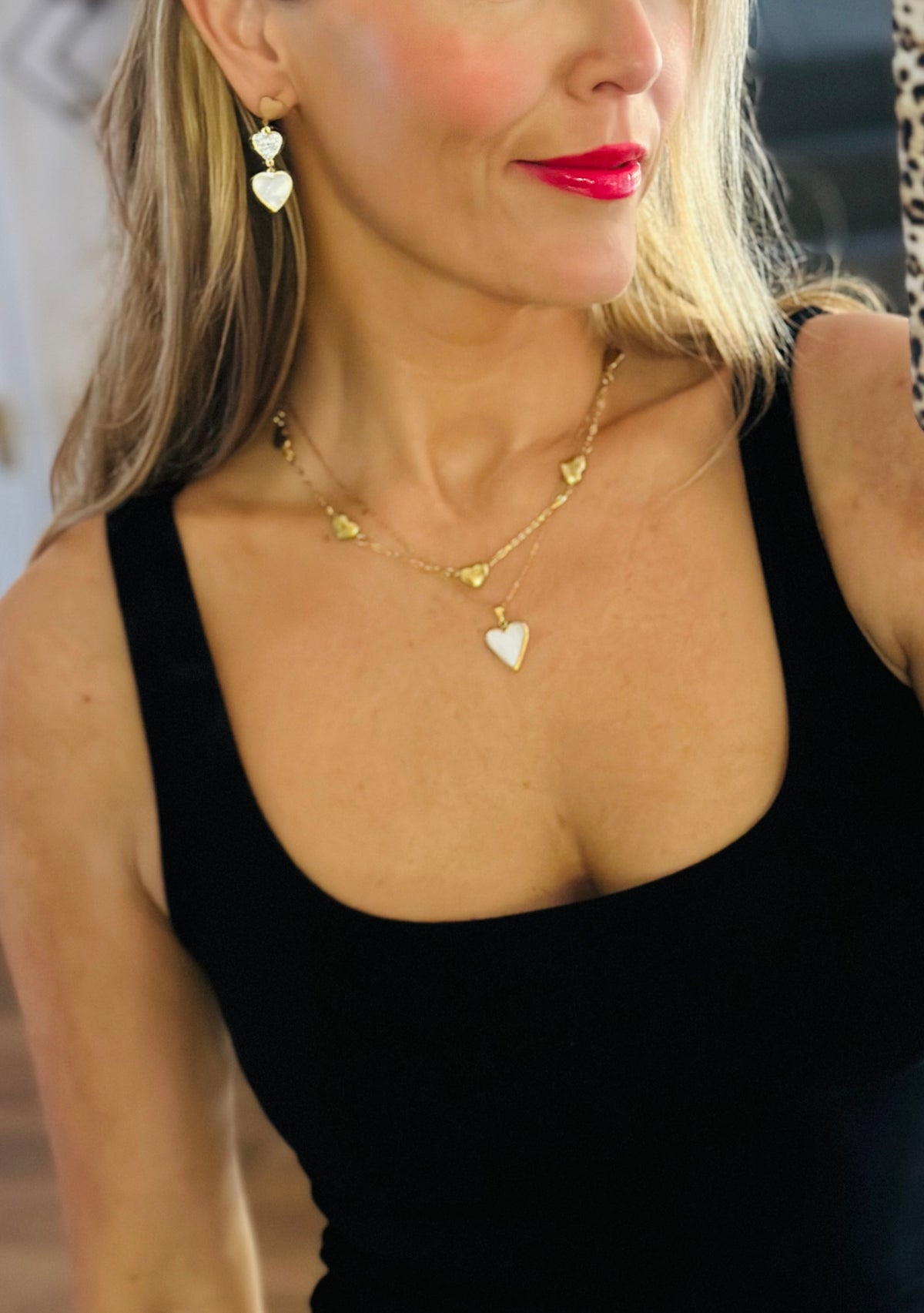 Diamante Heart Drop Earrings