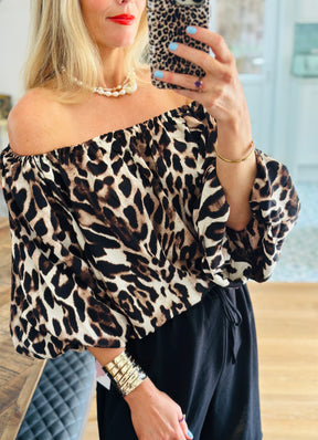 Leopard Print Bardot Top