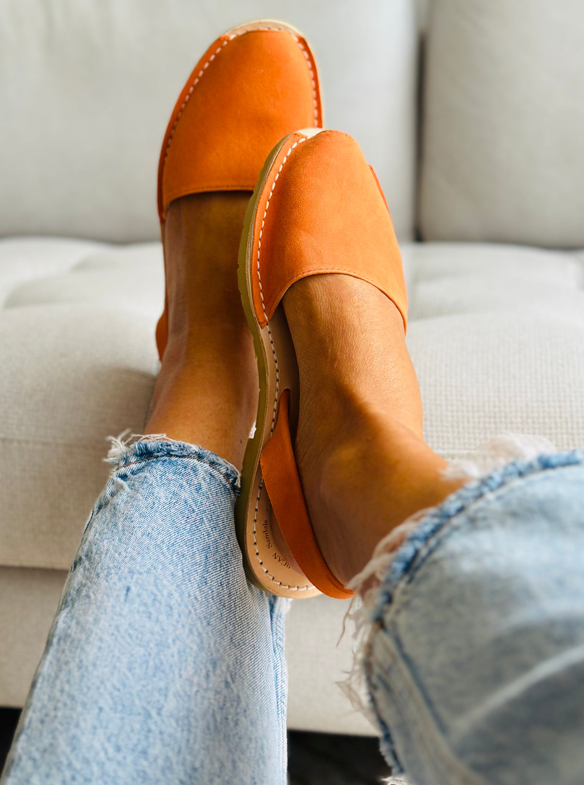 Mandarin Orange Suede Avarcas