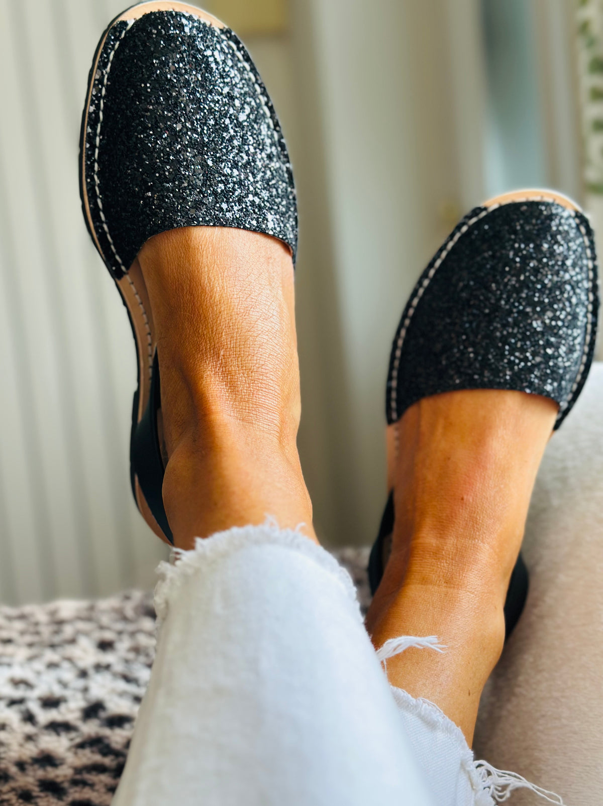 Black Glitter Avarcas