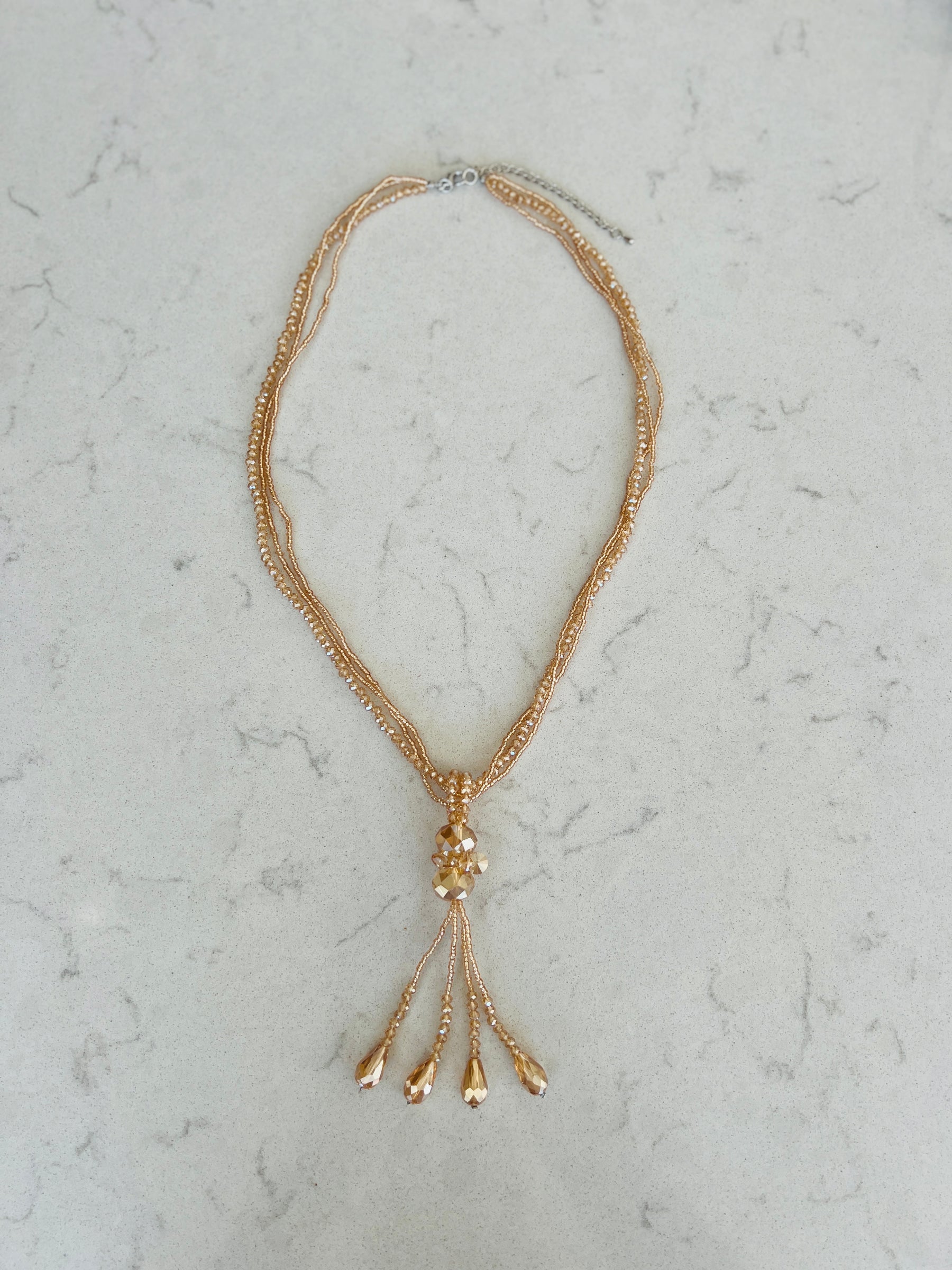 Gold Crystral Beaded Necklace
