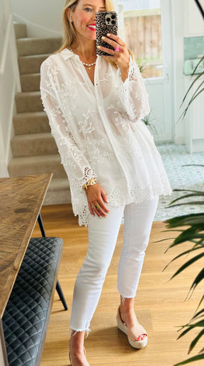 Longline Embroidered Shirt
