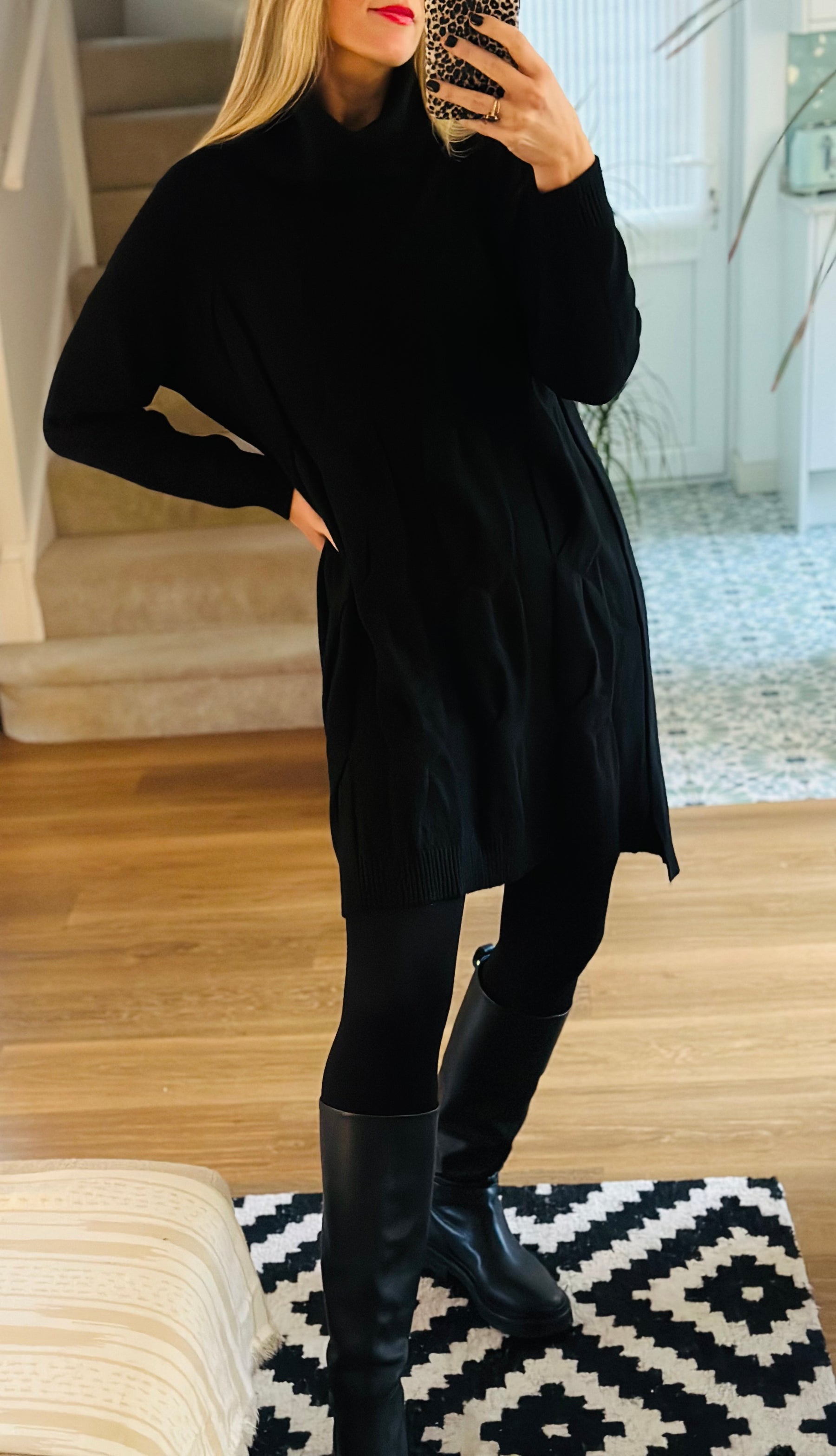 Roll neck jumper dress