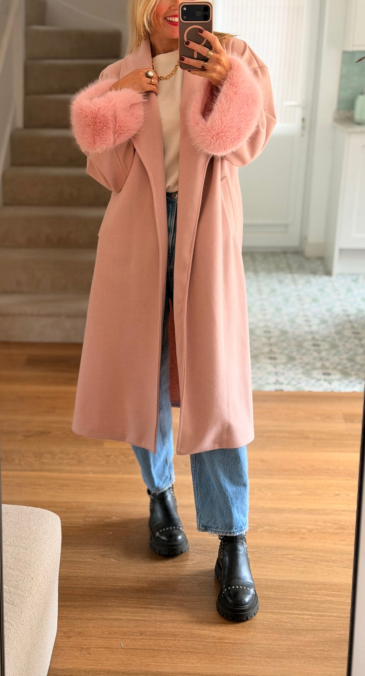 Fur Cuff Coat
