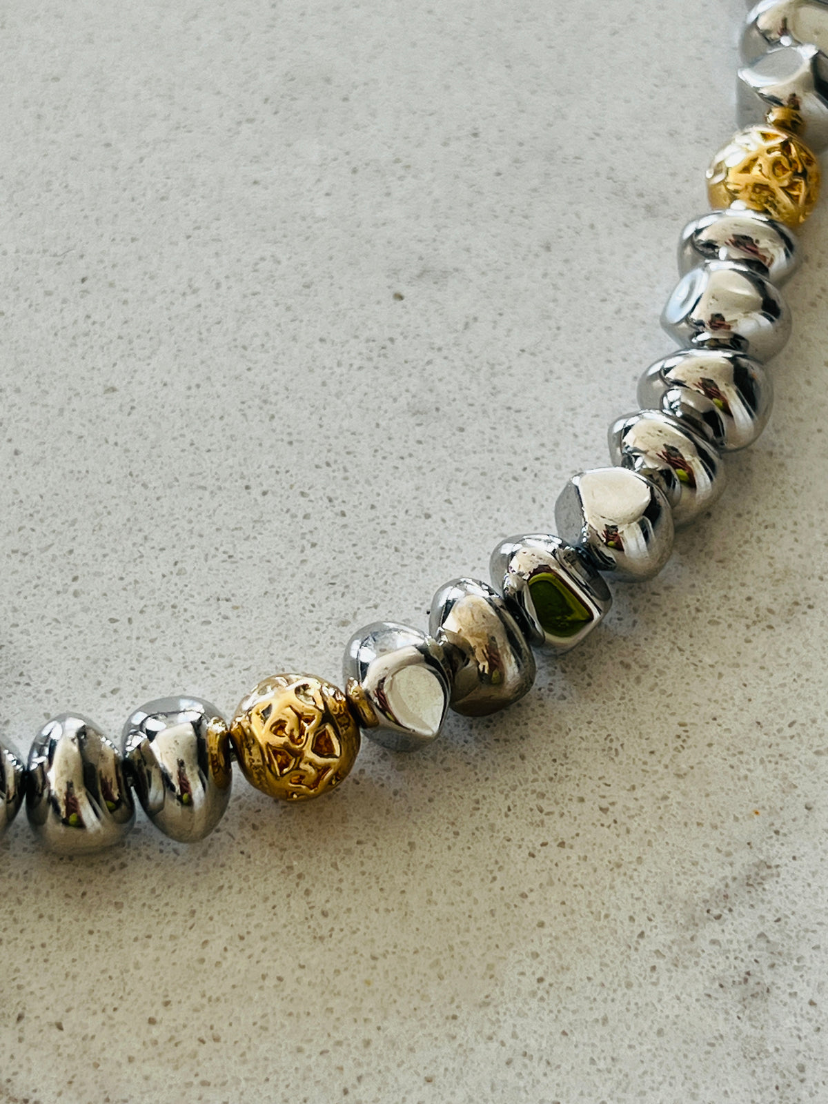 Silver and Gold Rocks Necklace