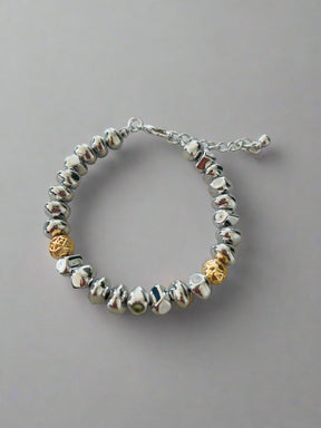 Silver and Gold Rocks Bracelet