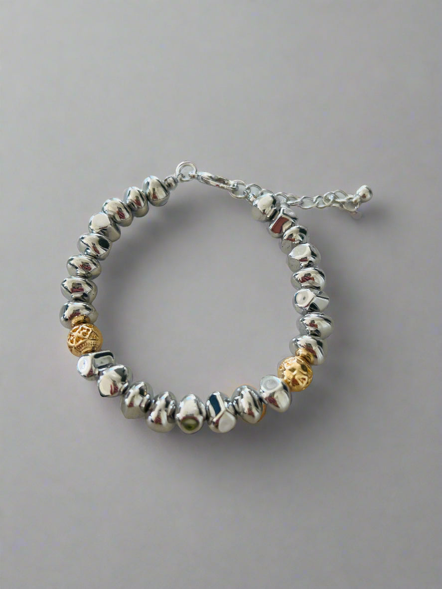 Silver and Gold Rocks Bracelet