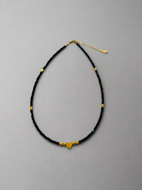 Jet heart choker necklace