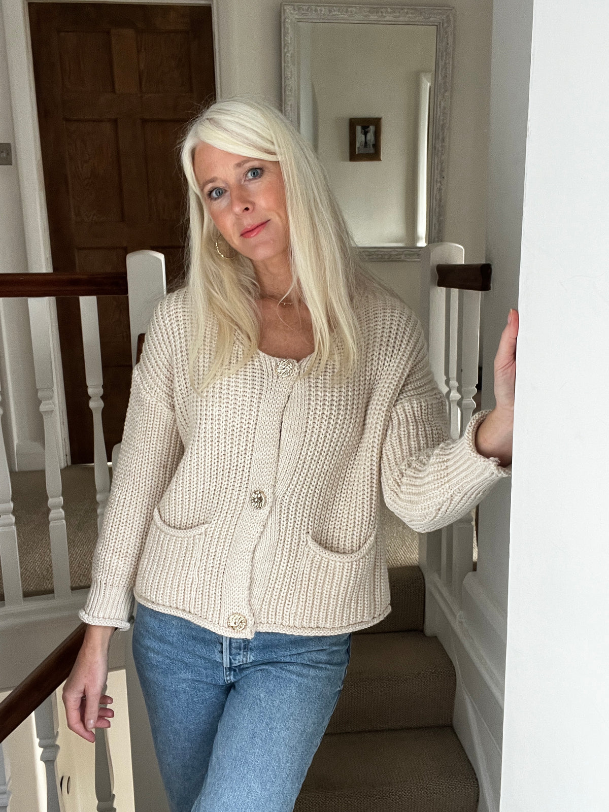 Chunky Cardigan with Gold Buttons
