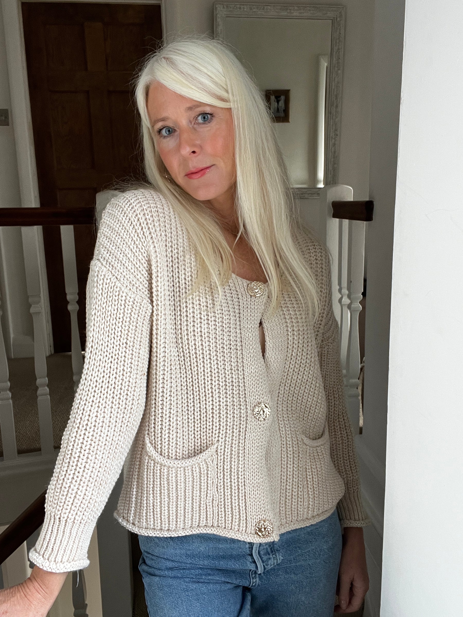 Chunky Cardigan with Gold Buttons