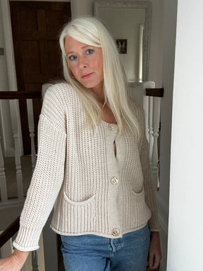 Chunky Cardigan with Gold Buttons