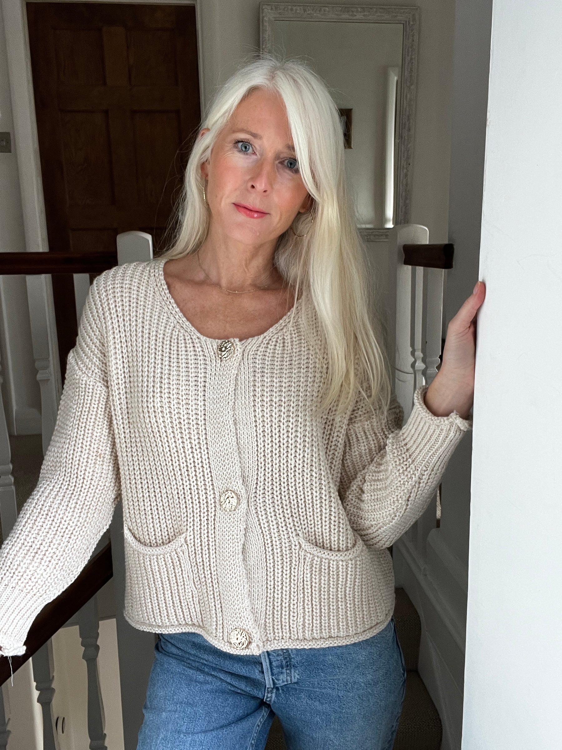 Chunky Cardigan with Gold Buttons