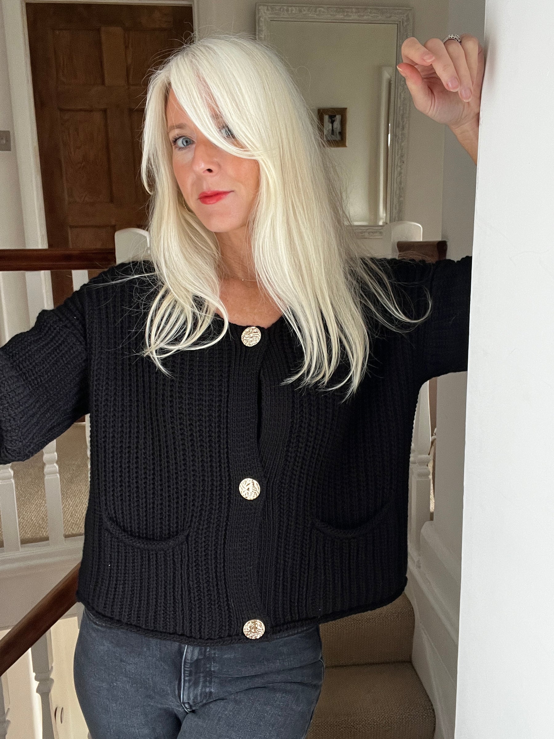 Chunky Cardigan with Gold Buttons