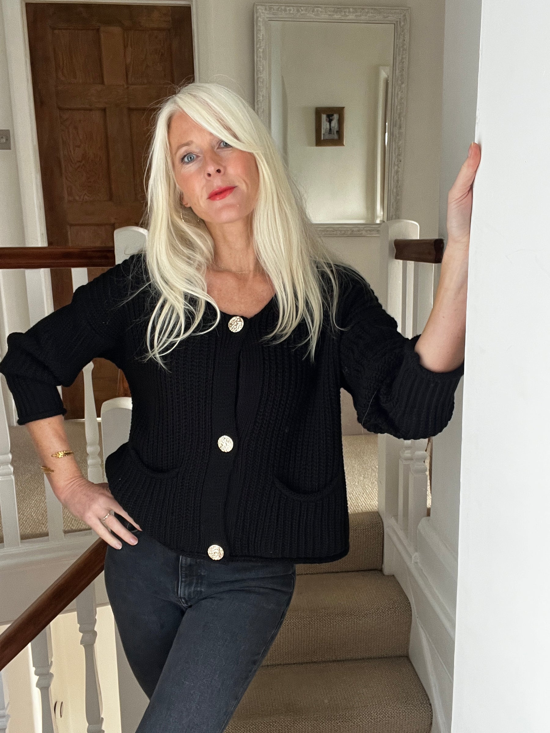 Chunky Cardigan with Gold Buttons