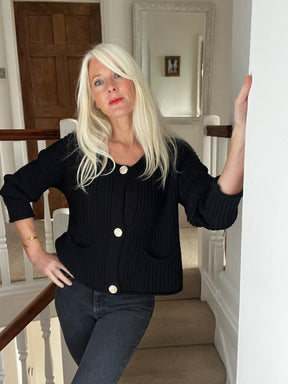 Chunky Cardigan with Gold Buttons