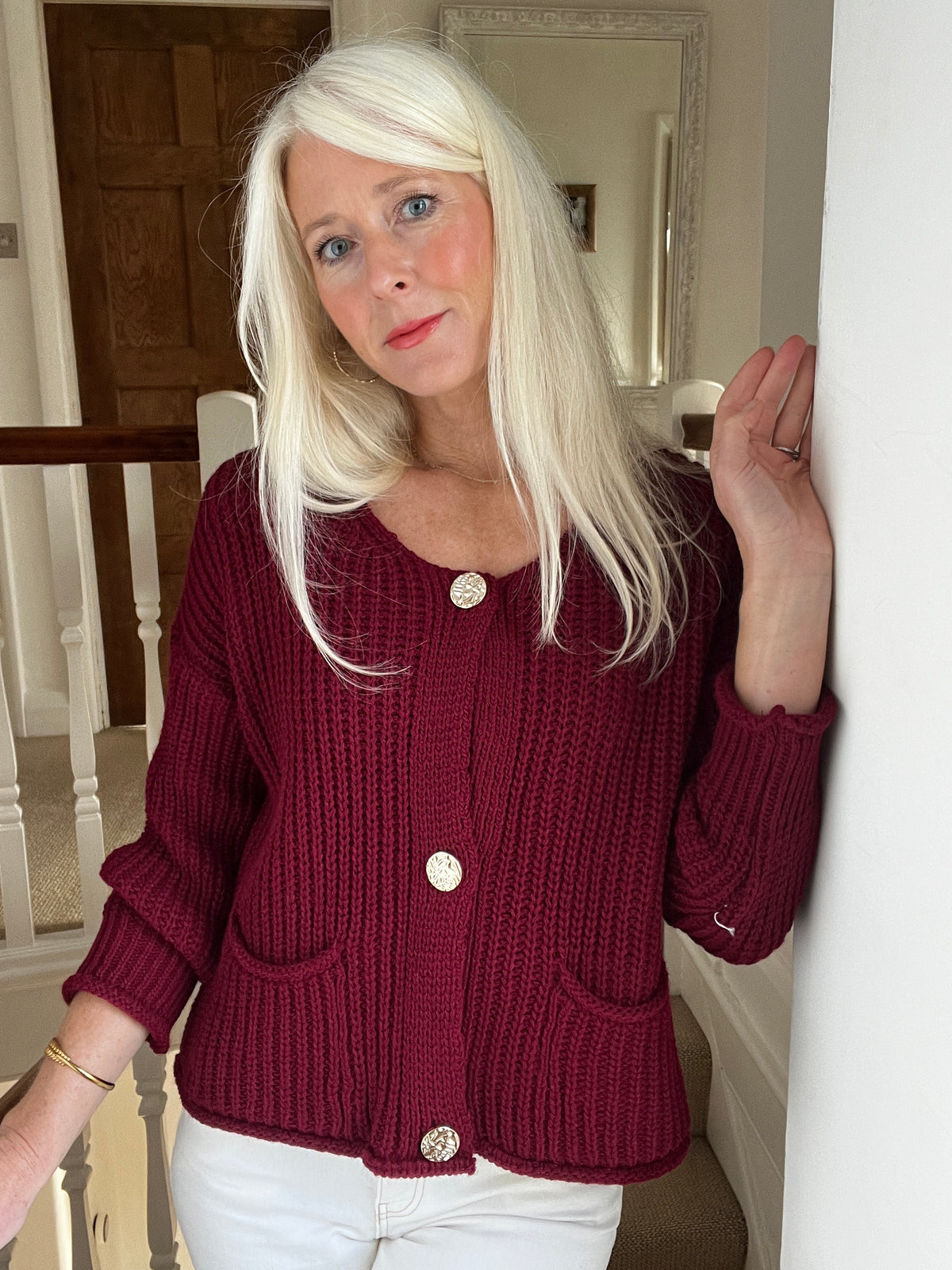 Chunky Cardigan with Gold Buttons