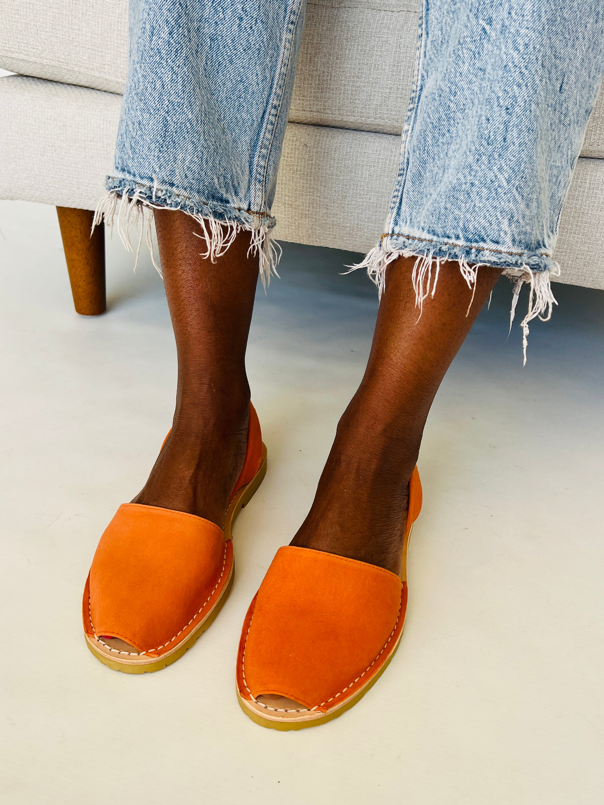 Mandarin Orange Suede Avarcas