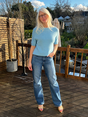 Short Sleeve Knitted Top Blue