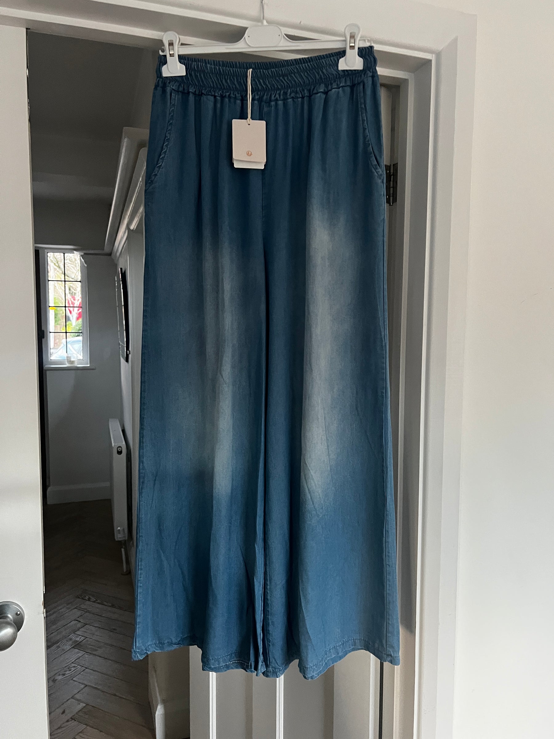 Wide Leg Denim Trousers