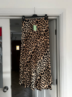 Silk Leopard Print Bias Cut Skirt