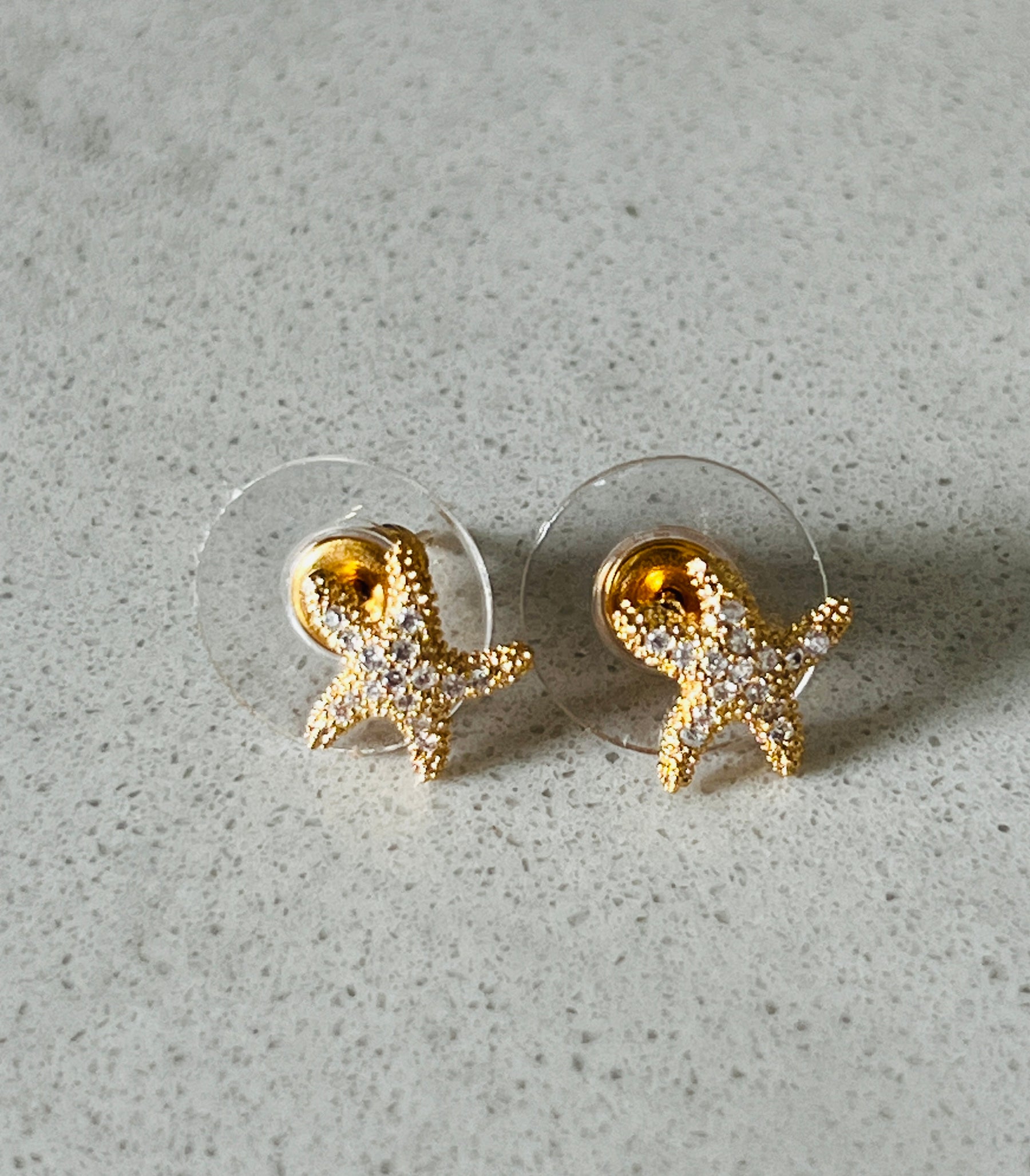 Diamante starfish stud earrings