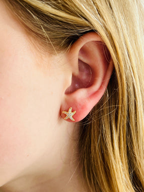 Diamante starfish stud earrings