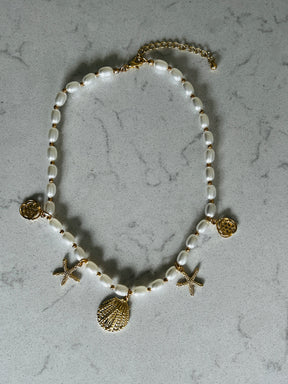 Chunky Pearl Charm Necklace