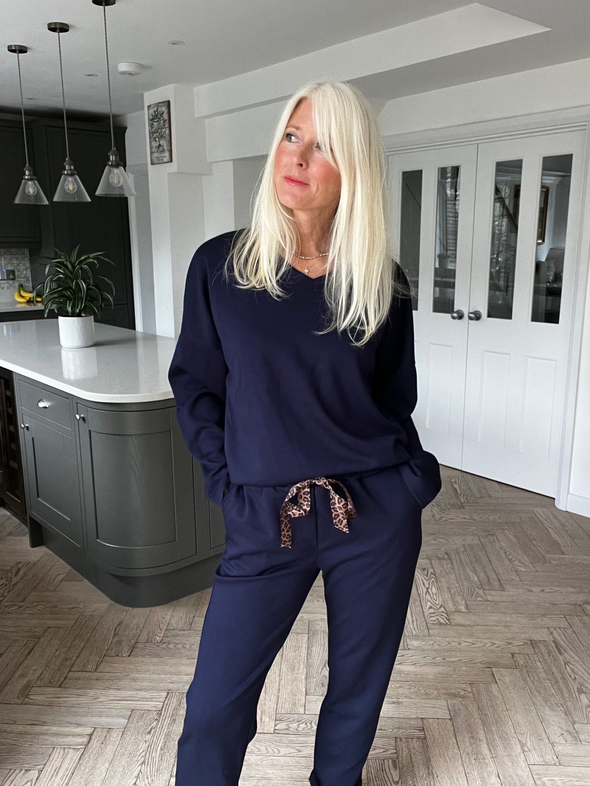 Everyday Jogger Set with Leopard Tie