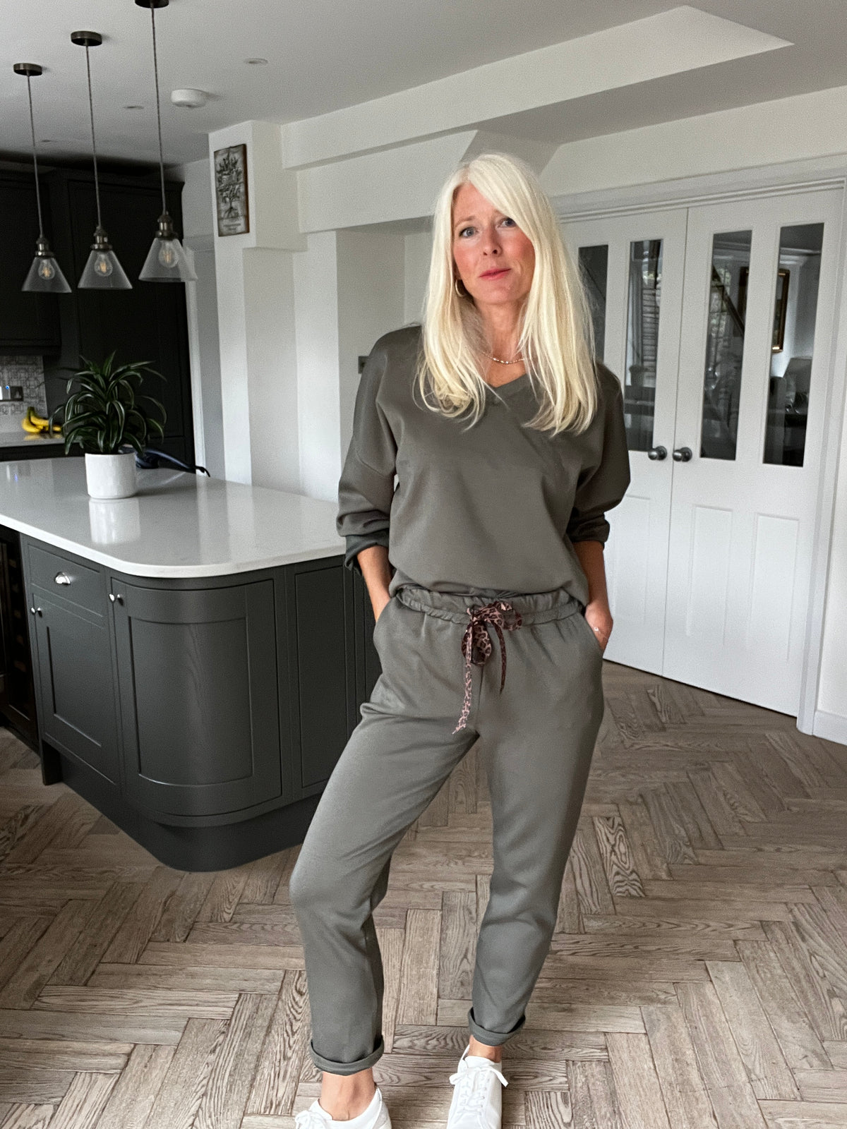 Everyday Jogger Set with Leopard Tie