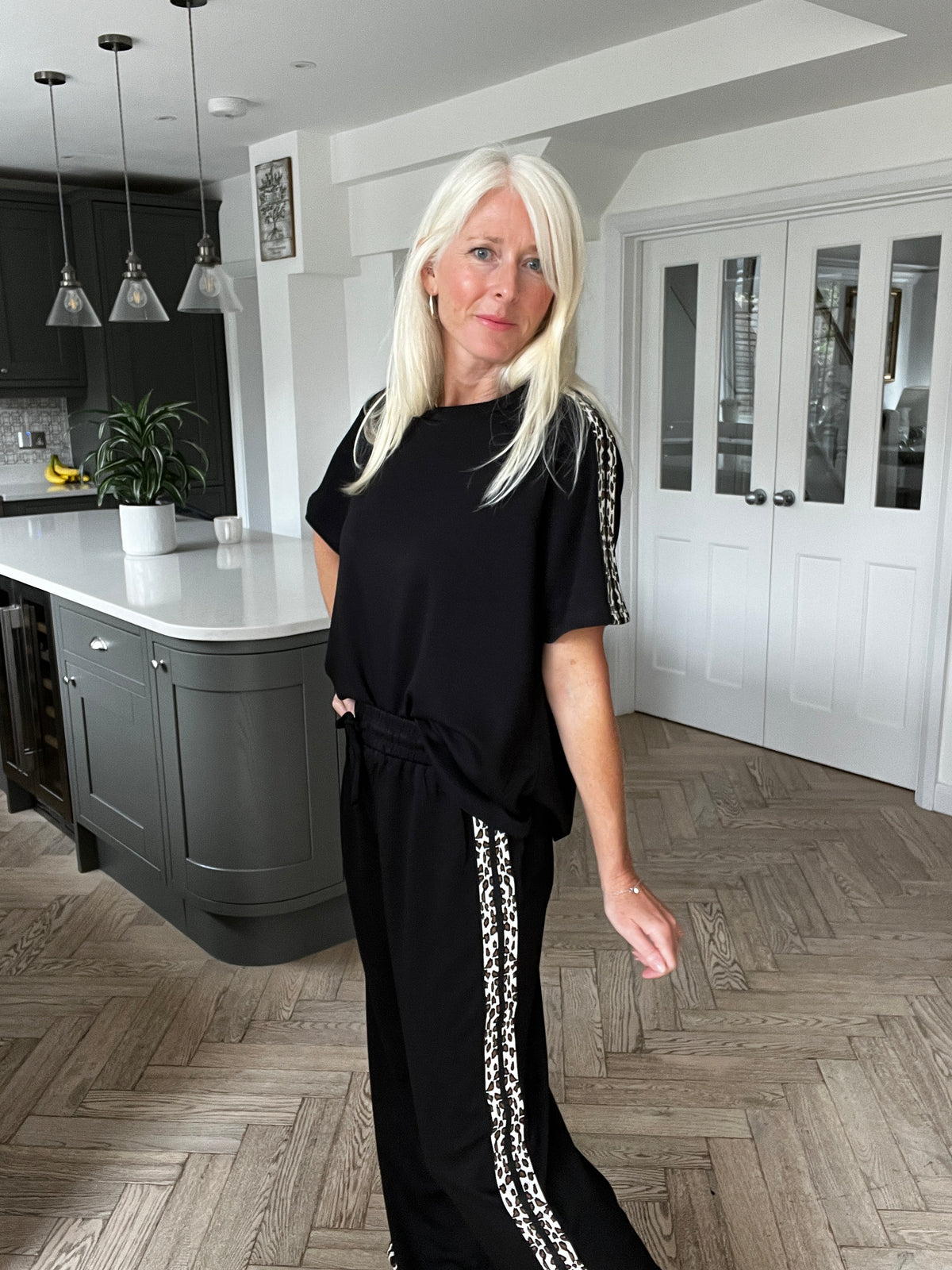 Leopard Side Stripe Top and Joggers