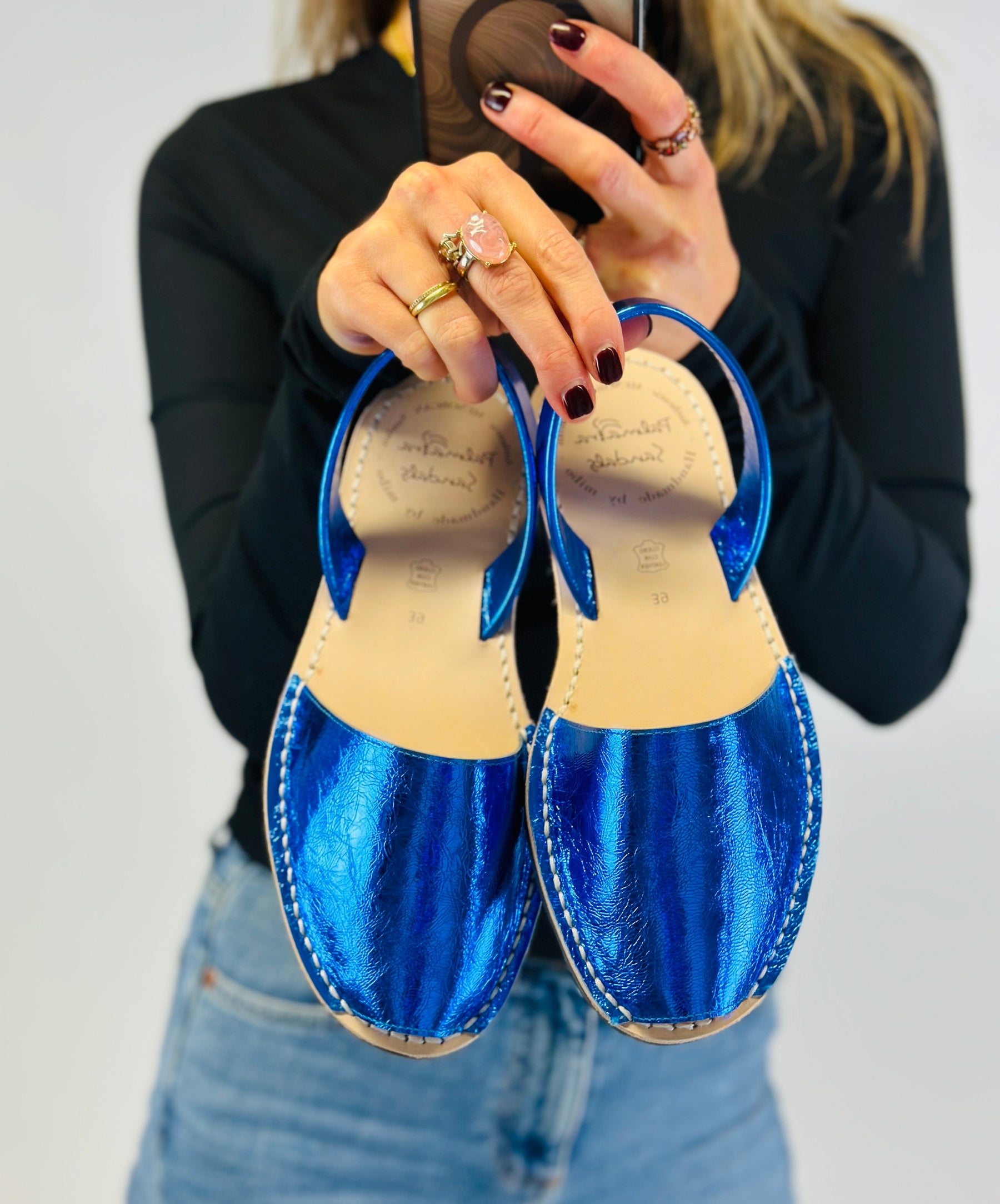 sample sale Electric Blue Metallic Avarcas SIZE 39