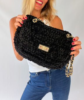 Black Chenille Handbag