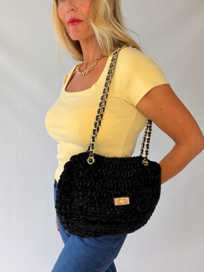 Black Chenille Handbag