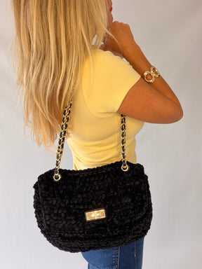 Black Chenille Handbag