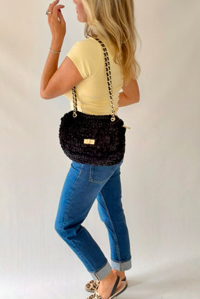 Black Chenille Handbag