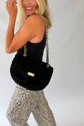 Black Chenille Handbag