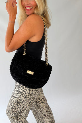 Black Chenille Handbag