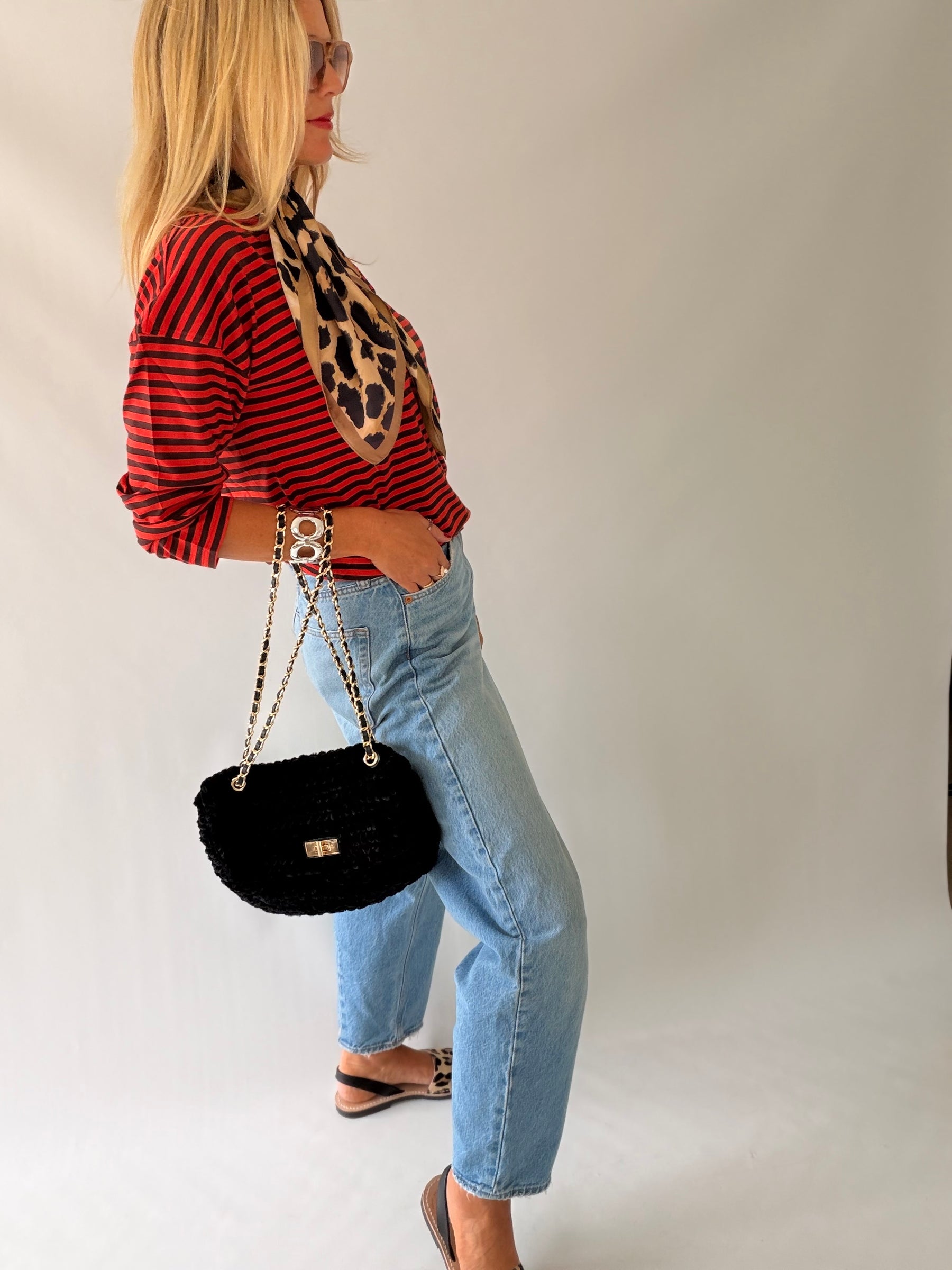 Black Chenille Handbag