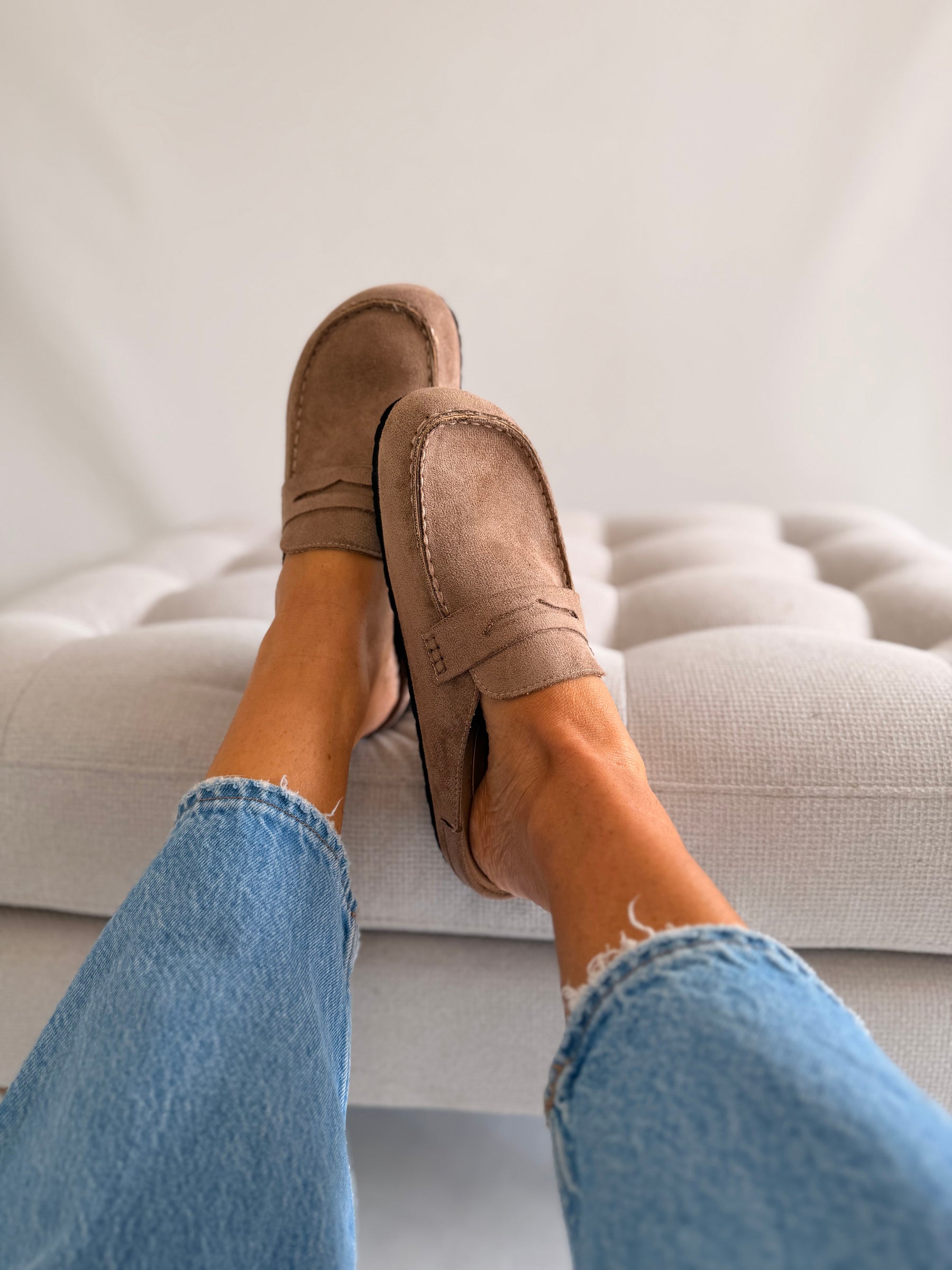 Taupe Backless Loafer