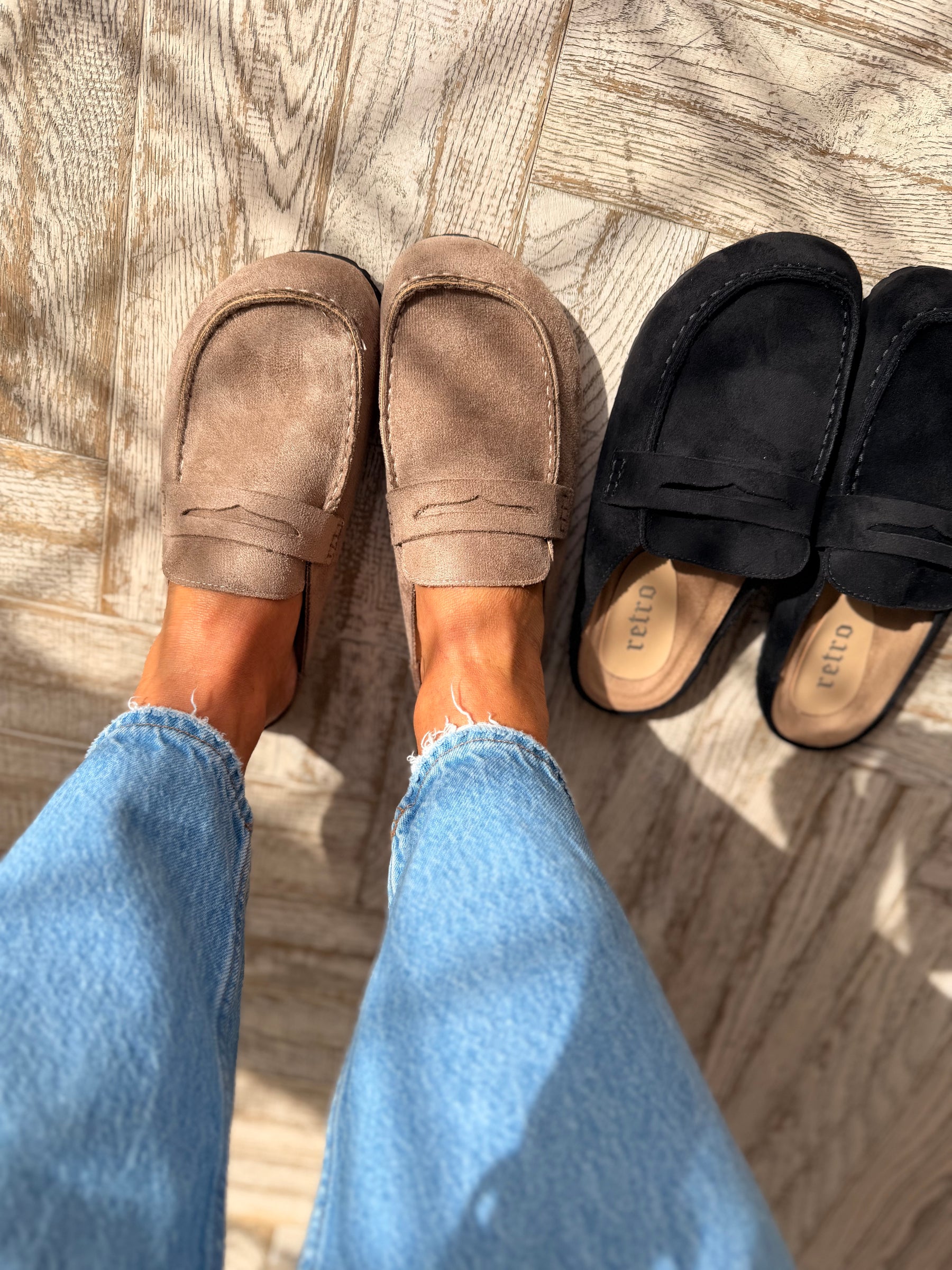 Taupe Backless Loafer