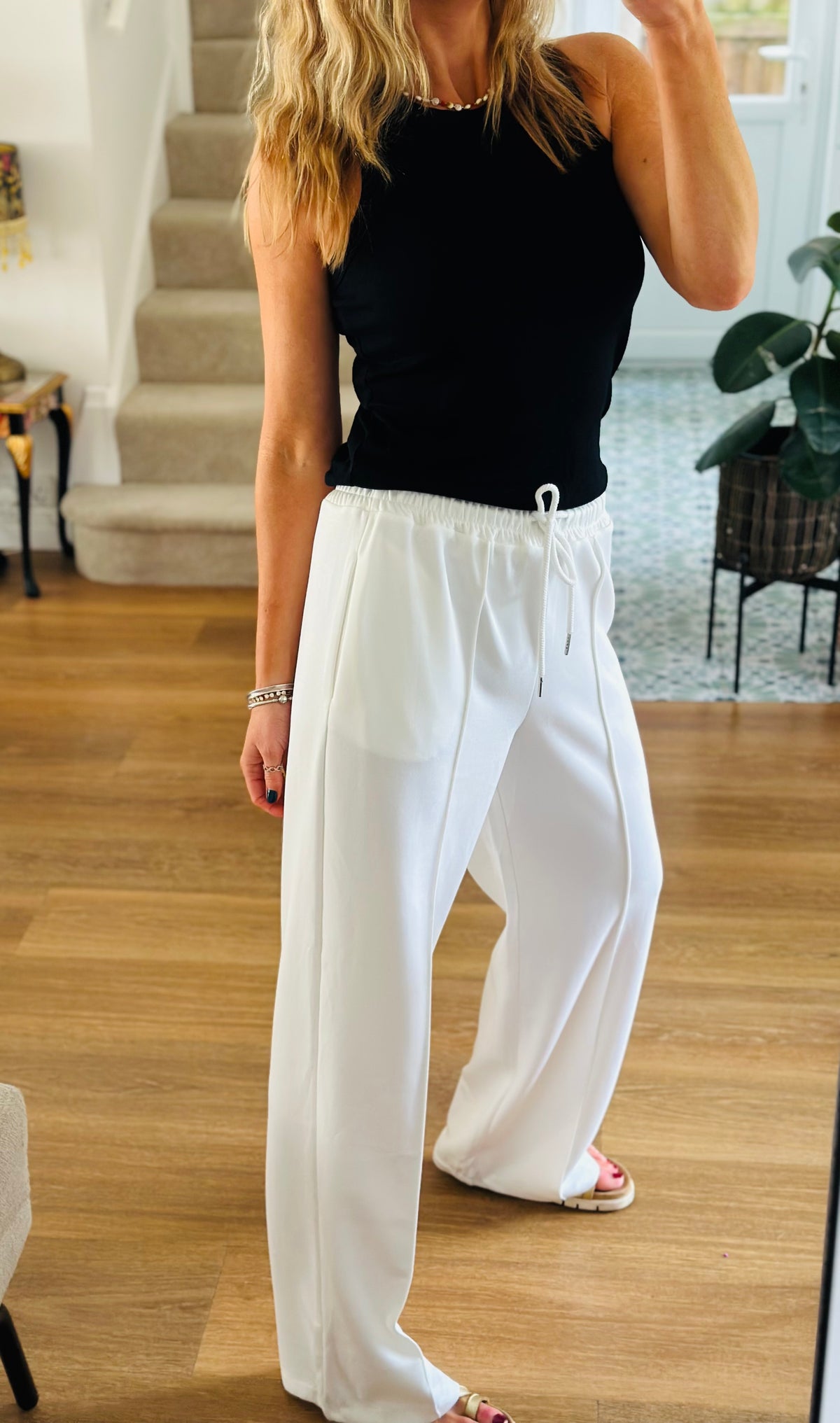 White Tailored Joggers