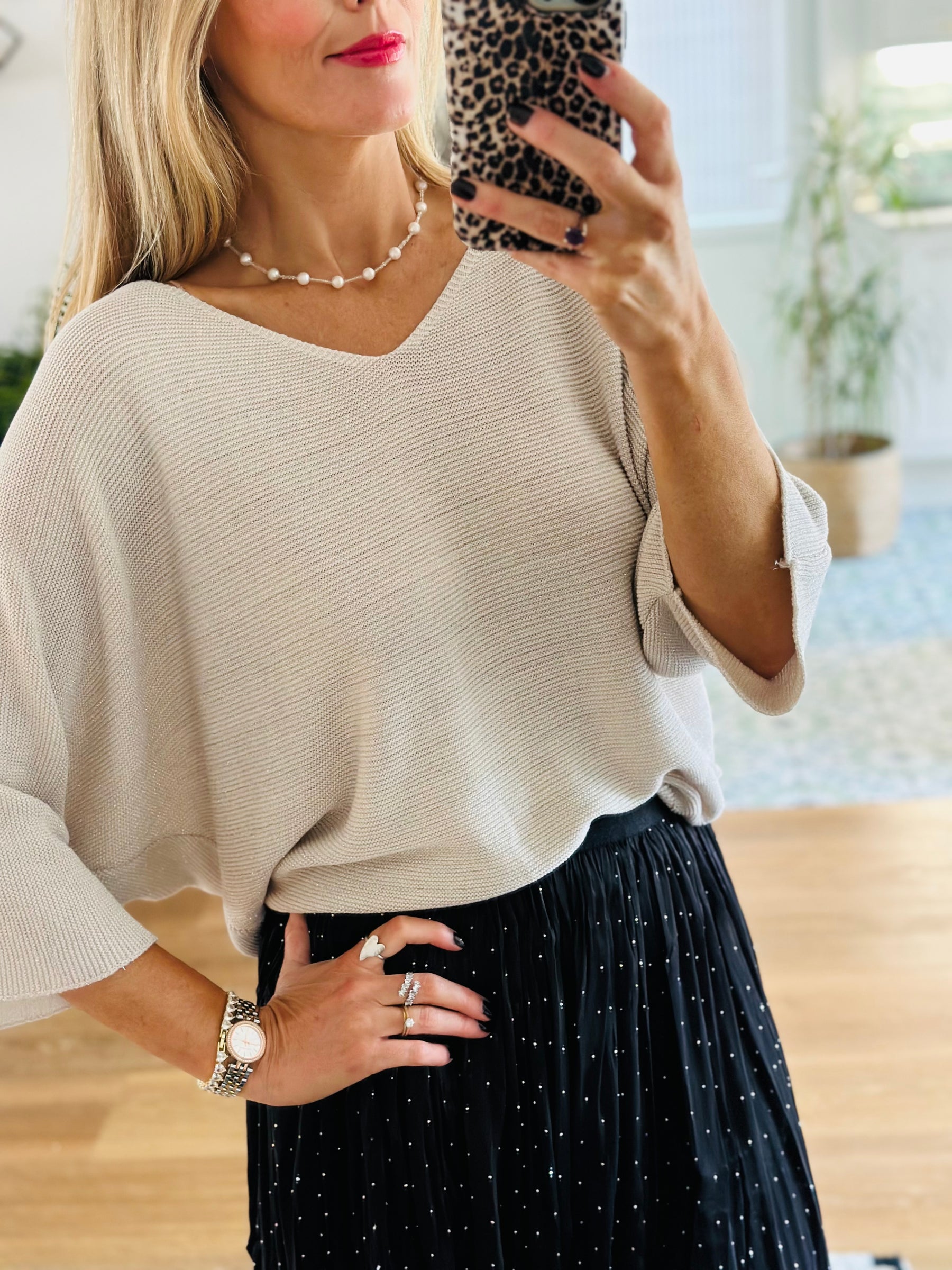 Lurex V Neck Knit